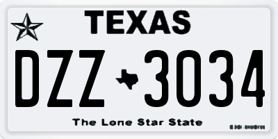 TX license plate DZZ3034