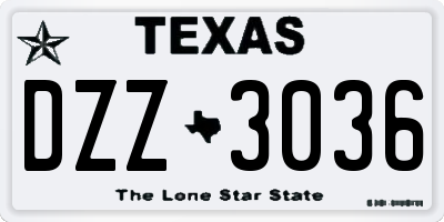 TX license plate DZZ3036