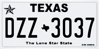 TX license plate DZZ3037