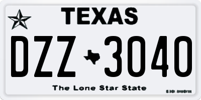 TX license plate DZZ3040