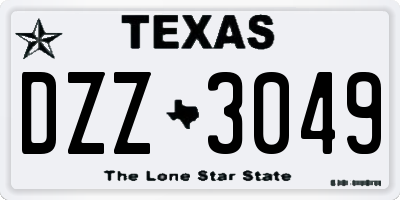 TX license plate DZZ3049