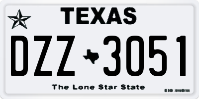 TX license plate DZZ3051