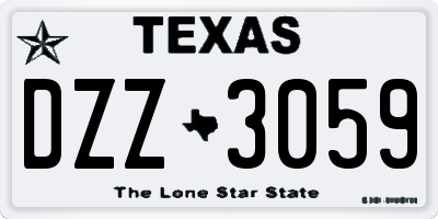 TX license plate DZZ3059