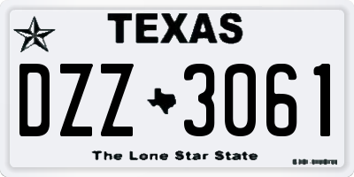 TX license plate DZZ3061