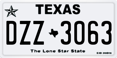 TX license plate DZZ3063