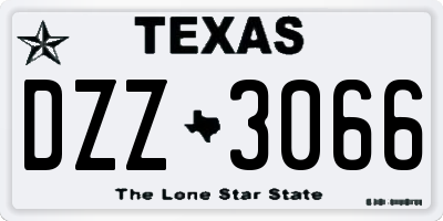 TX license plate DZZ3066