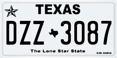 TX license plate DZZ3087