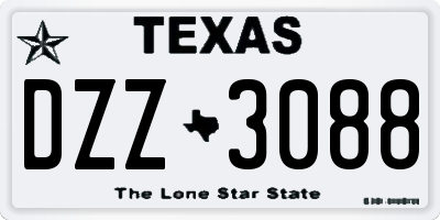 TX license plate DZZ3088