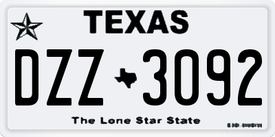 TX license plate DZZ3092