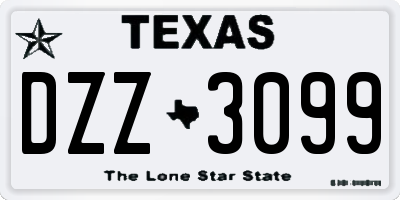 TX license plate DZZ3099