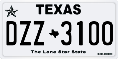 TX license plate DZZ3100