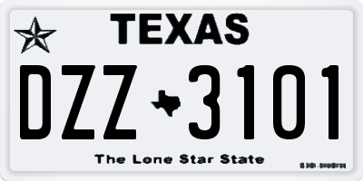 TX license plate DZZ3101