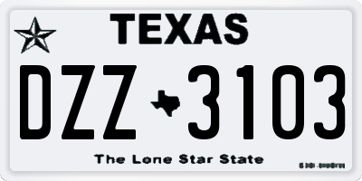 TX license plate DZZ3103