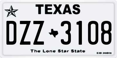 TX license plate DZZ3108