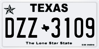 TX license plate DZZ3109