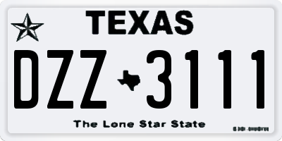 TX license plate DZZ3111