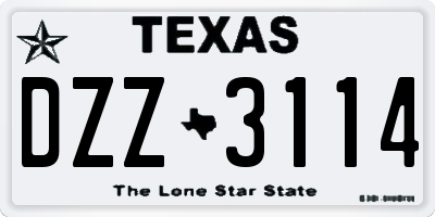 TX license plate DZZ3114