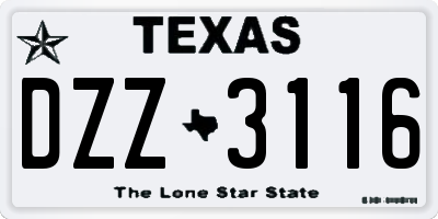 TX license plate DZZ3116