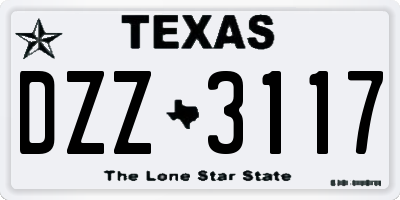 TX license plate DZZ3117