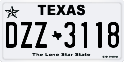 TX license plate DZZ3118