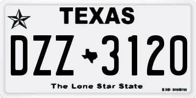 TX license plate DZZ3120