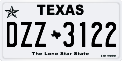 TX license plate DZZ3122