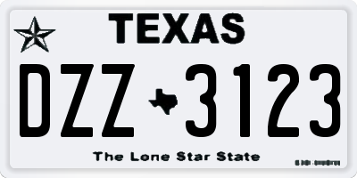 TX license plate DZZ3123