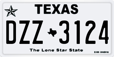 TX license plate DZZ3124