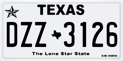 TX license plate DZZ3126