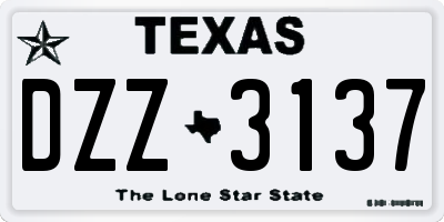 TX license plate DZZ3137