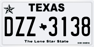 TX license plate DZZ3138