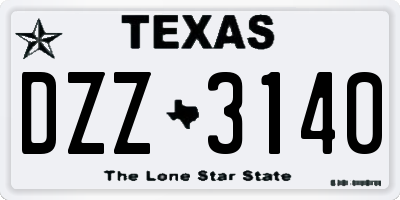 TX license plate DZZ3140