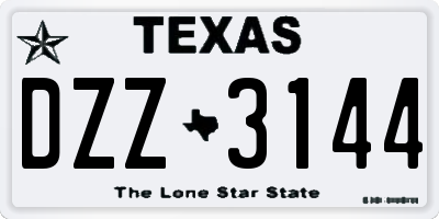 TX license plate DZZ3144