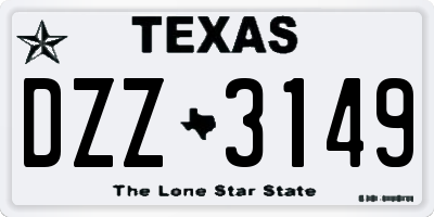 TX license plate DZZ3149