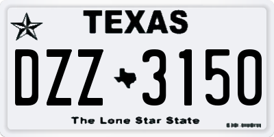 TX license plate DZZ3150