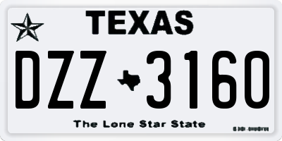 TX license plate DZZ3160