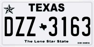 TX license plate DZZ3163