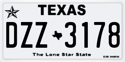 TX license plate DZZ3178