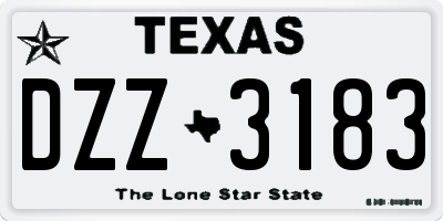 TX license plate DZZ3183