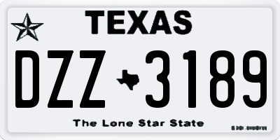 TX license plate DZZ3189