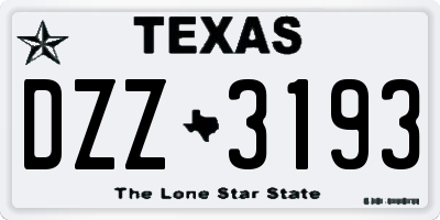 TX license plate DZZ3193