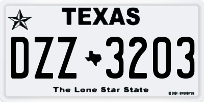 TX license plate DZZ3203