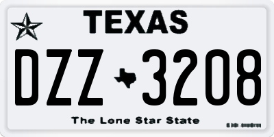 TX license plate DZZ3208