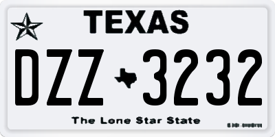 TX license plate DZZ3232