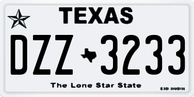 TX license plate DZZ3233