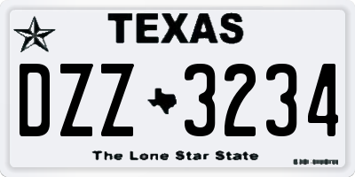 TX license plate DZZ3234