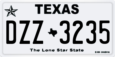 TX license plate DZZ3235