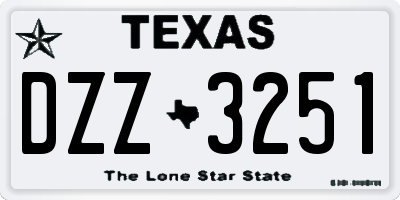 TX license plate DZZ3251