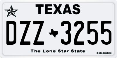 TX license plate DZZ3255