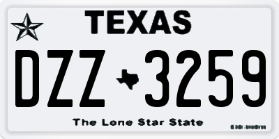 TX license plate DZZ3259